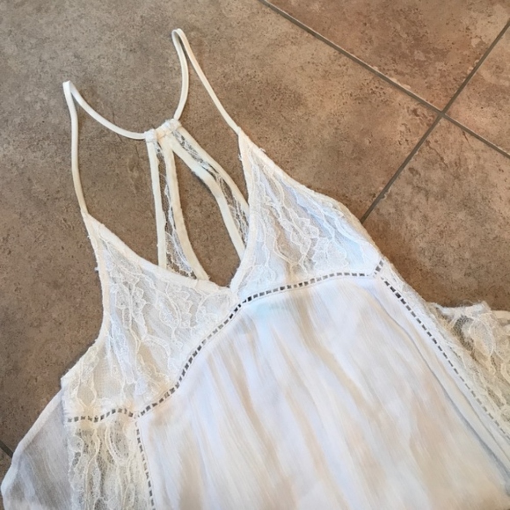 White Flowy Racerback Tank Top